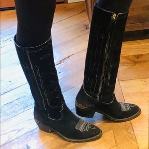 Golden goose knee high black suede boots